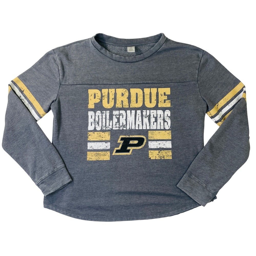 Sideline Apparel Purdue Boilermakers Sweatshirt Women Large Grey NCAA Thumbholes